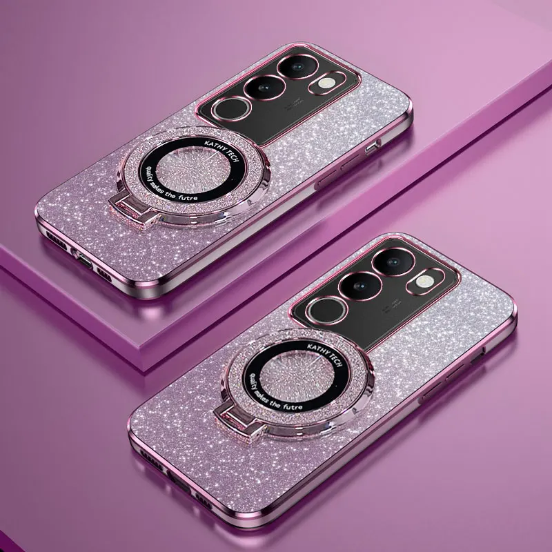 Vivo Y28 - Plating Magnetic Ring Holder Phone Case