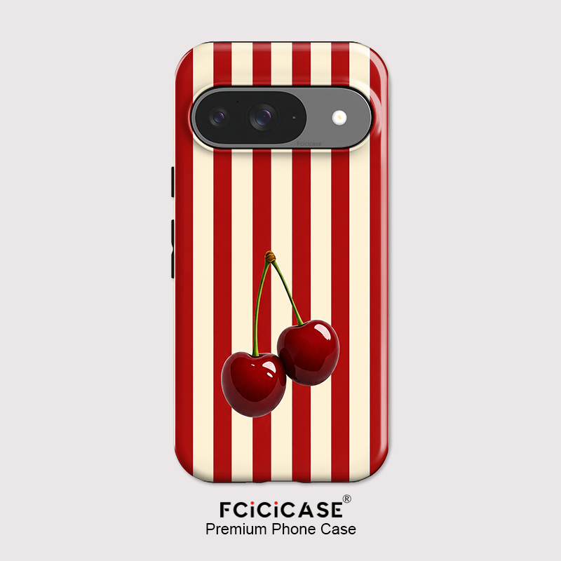 Google Pixel 9 Pro - Fcicicase Cherry Stripe Pattern Phone Case