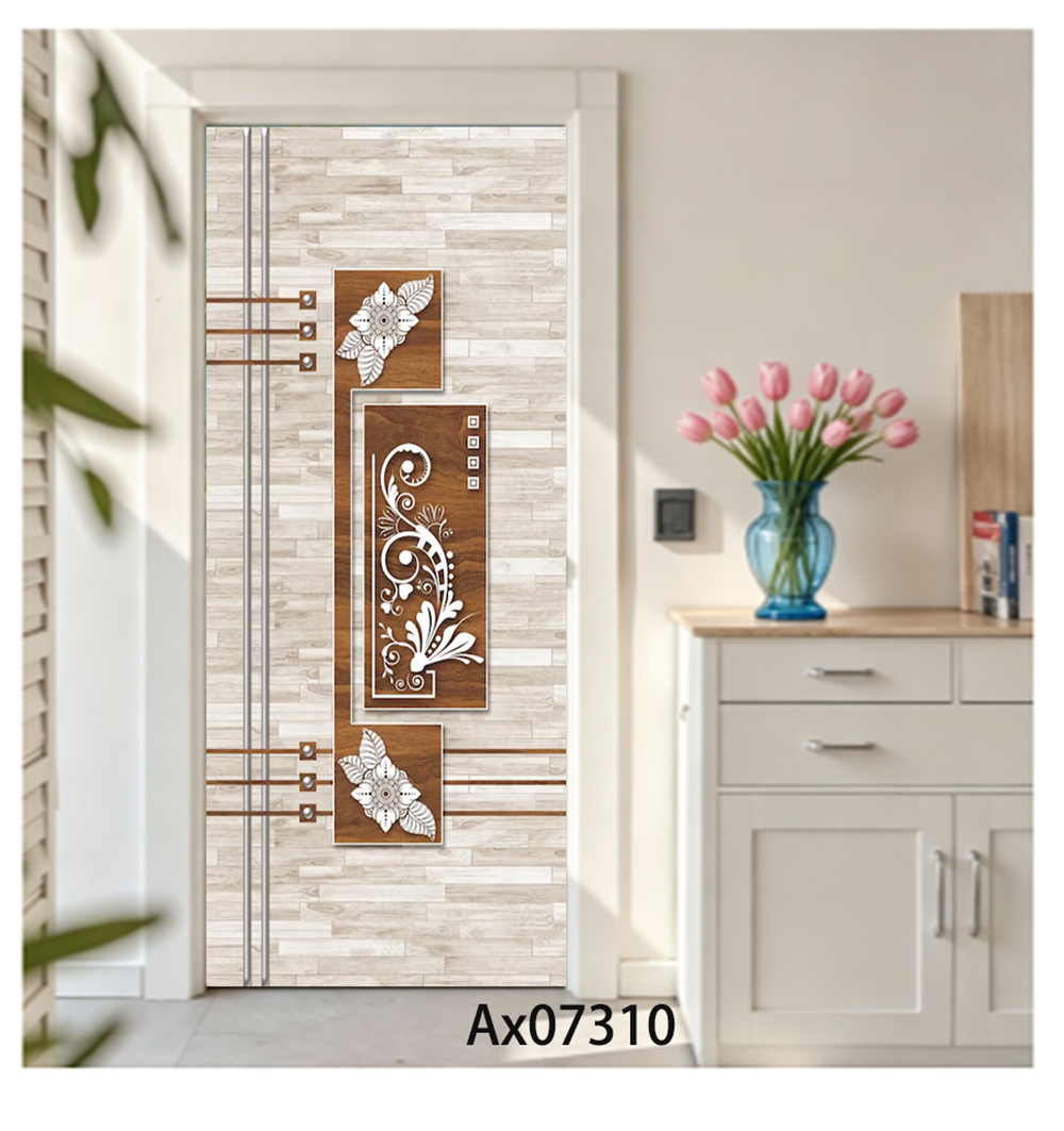 Retro Floral Wood Marble Door  - Full Cover Adhesive recension och pris