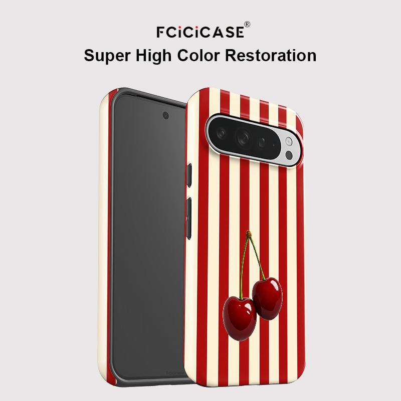 Fcicicase Cherry Stripe Patter - Google Pixel 9 Pro recension och pris